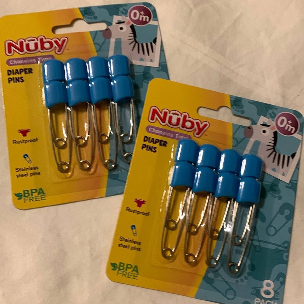 Nuby Blue Diaper Pins